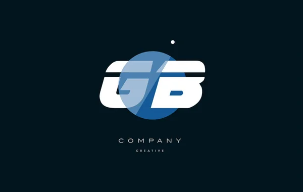 GB g b mavi beyaz daire büyük yazı tipi alfabe şirket mektup logosu — Stok Vektör