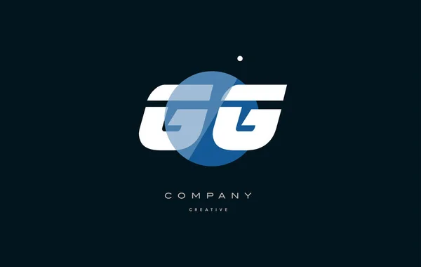 GG g g niebieski biały okrąg w logo firmy alfabet czcionki big font list — Wektor stockowy