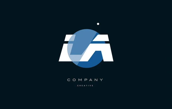 La l un blu bianco cerchio grande font alfabeto azienda lettera logo — Vettoriale Stock