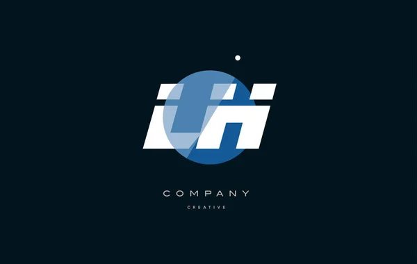 Lh l h  blue white circle big font alphabet company letter logo — Stock Vector