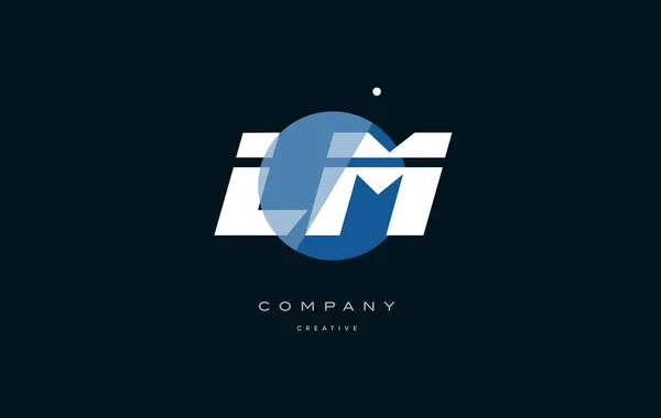 Lm l m  blue white circle big font alphabet company letter logo — Stock Vector