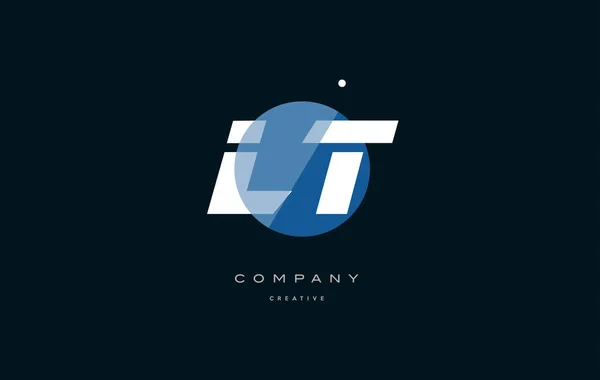 Lt l t  blue white circle big font alphabet company letter logo — Stock Vector
