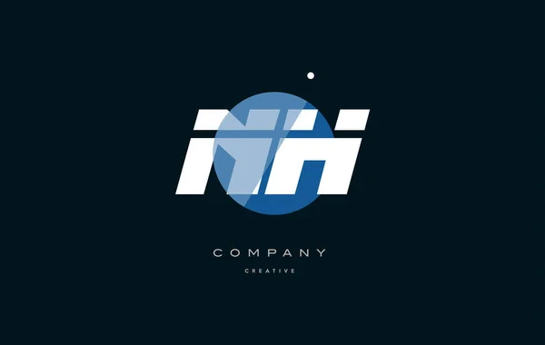 Nh n h 青白い円ビッグ フォント アルファベット会社文字ロゴ — ストックベクタ