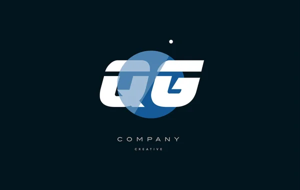 QG q g mavi beyaz daire büyük yazı tipi alfabe şirket mektup logosu — Stok Vektör