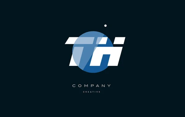 Th t h  blue white circle big font alphabet company letter logo — Stock Vector