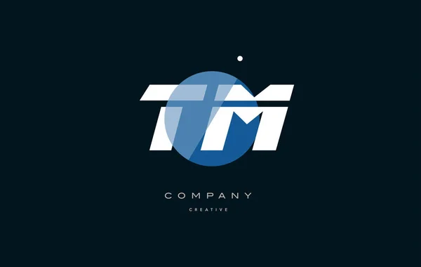Tm t m  blue white circle big font alphabet company letter logo — Stock Vector