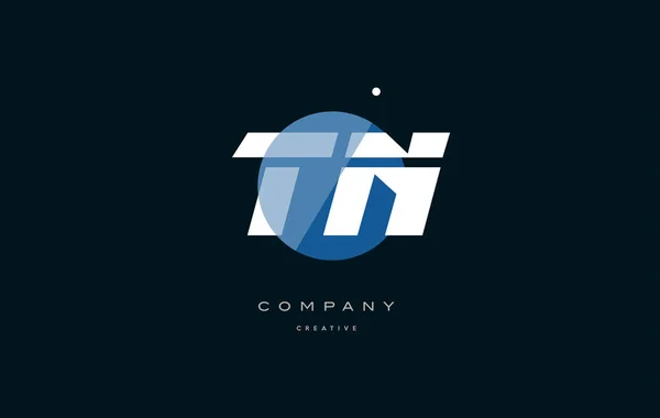 Tn t n  blue white circle big font alphabet company letter logo — Stock Vector