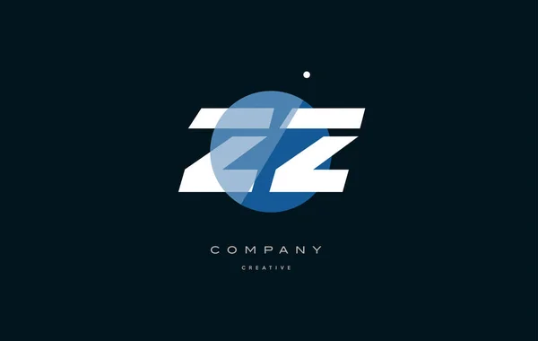 Zz z 青白い円ビッグ フォント アルファベット会社文字ロゴ — ストックベクタ