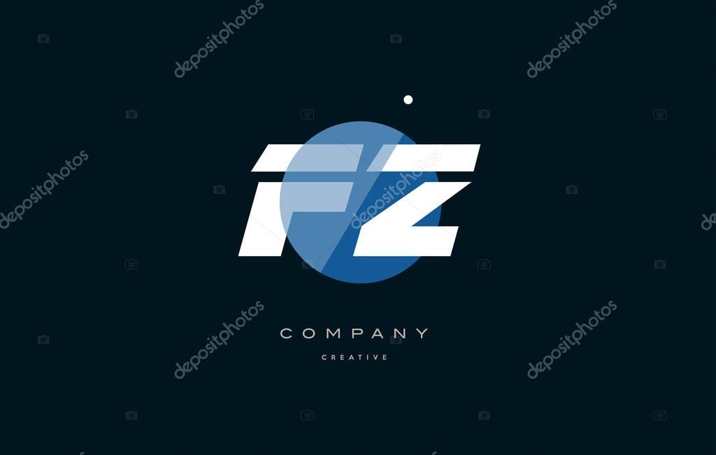 Fz f z  blue circle dot big font alphabet company letter logo white design vector icon template