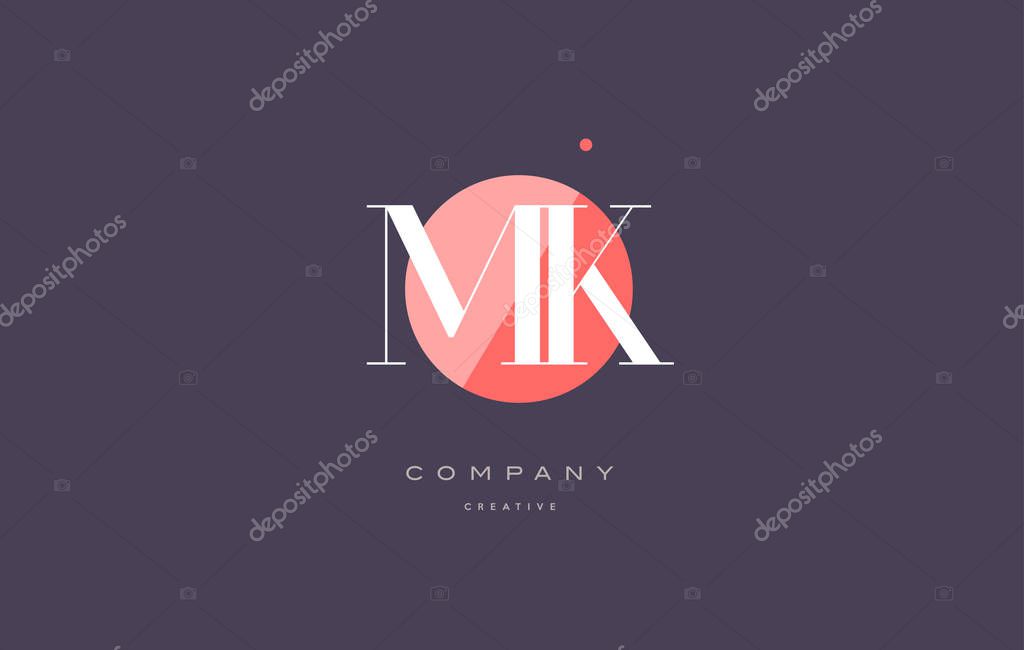Mk m k  retro vintage simple rhombus three 3 letter combination black white alphabet company logo line design vector icon template