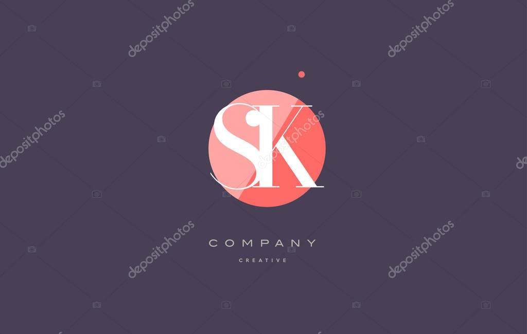 Sk s k  retro vintage simple rhombus three 3 letter combination black white alphabet company logo line design vector icon template