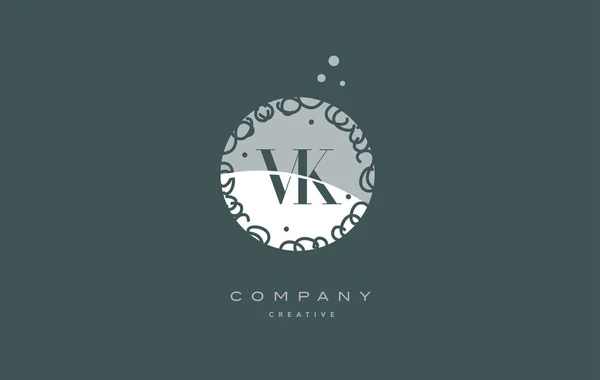 VK v k monogram kwiatowy alfabet zielony list logo firmy — Wektor stockowy