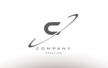 c swoosh gri Alfabe harf logo