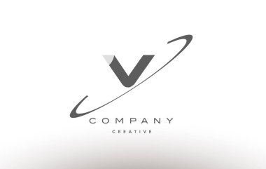 v swoosh gri Alfabe harf logo