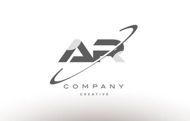 AR bir r swoosh gri Alfabe harf logo