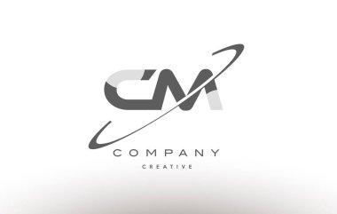 cm c m swoosh gri Alfabe harf logo