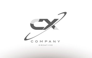 CX c x swoosh gri Alfabe harf logo
