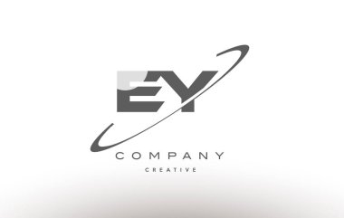 Ey e y swoosh gri Alfabe harf logo
