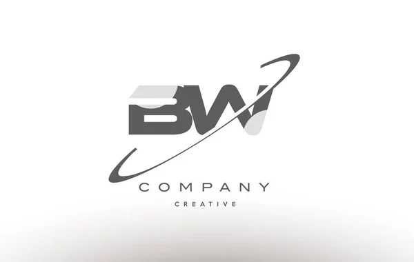 Bw b w swoosh grigio alfabeto lettera logo — Vettoriale Stock