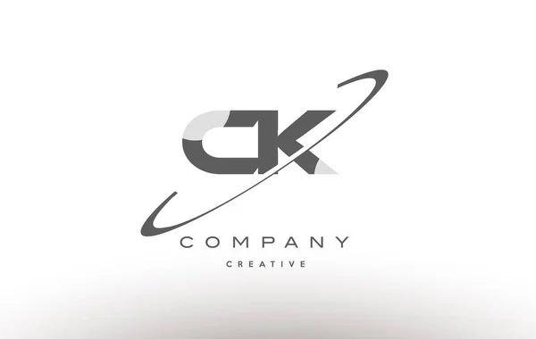 Ck c k swoosh logo huruf abjad abu-abu - Stok Vektor