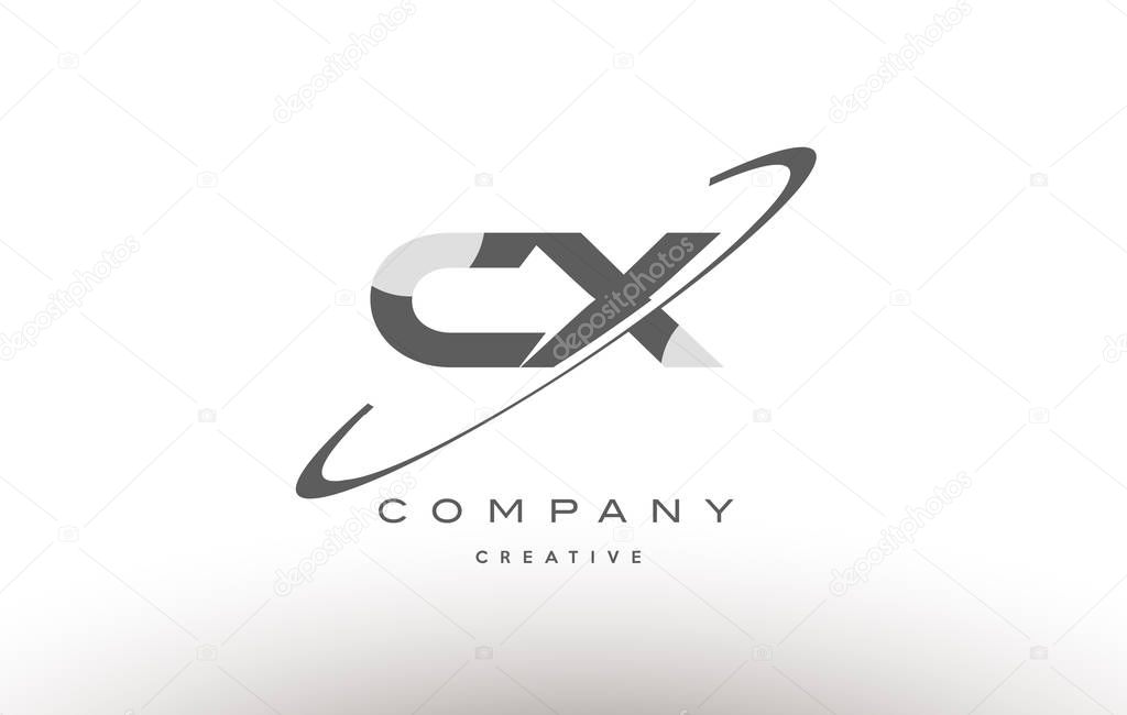 cx c x  swoosh grey alphabet letter logo