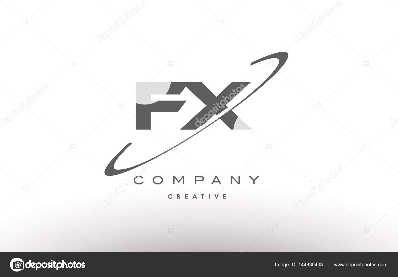 Fx F X Swoosh Grey Alphabet Letter Logo Stock Vector - 