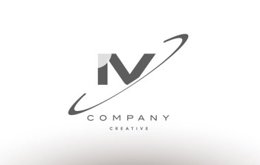IV ben v swoosh gri Alfabe harf logo