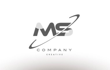 MS m s swoosh gri Alfabe harf logo