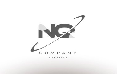 NQ n q swoosh gri Alfabe harf logo