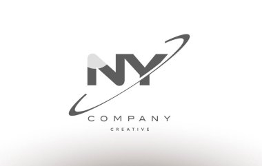 NY n y swoosh gri Alfabe harf logo
