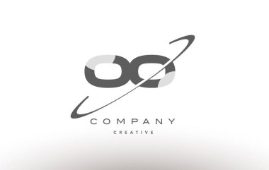 Oo o swoosh gri Alfabe harf logo