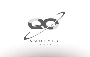 qo q o swoosh gri Alfabe harf logo