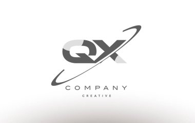 qx q x swoosh gri Alfabe harf logo
