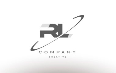RL r l swoosh gri Alfabe harf logo