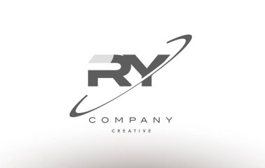 Ry r y swoosh gri Alfabe harf logo