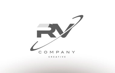 RV r v swoosh gri Alfabe harf logo