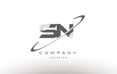 sn s n swoosh gri Alfabe harf logo