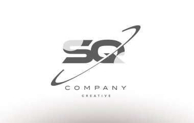 SQ s q swoosh gri Alfabe harf logo