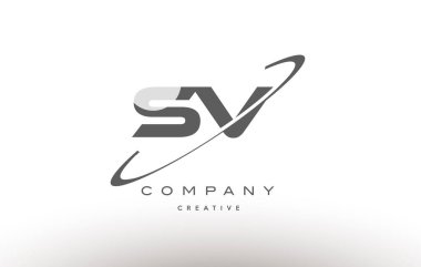 ZF s v swoosh gri Alfabe harf logo