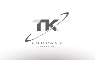 TK t k swoosh gri Alfabe harf logo