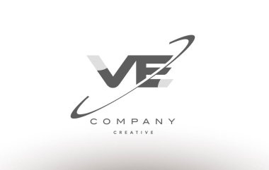 ve v e swoosh gri Alfabe harf logo