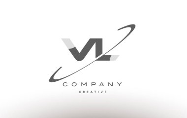 VL v l swoosh gri Alfabe harf logo