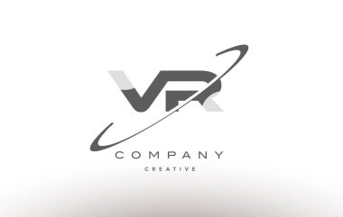VR v r swoosh gri Alfabe harf logo