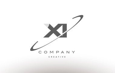 x ı XI swoosh gri Alfabe harf logo