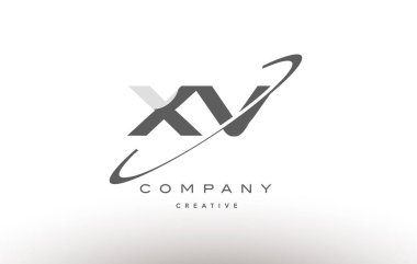 XV v x gri Alfabe harf logo swoosh