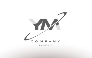 YM y m swoosh gri Alfabe harf logo