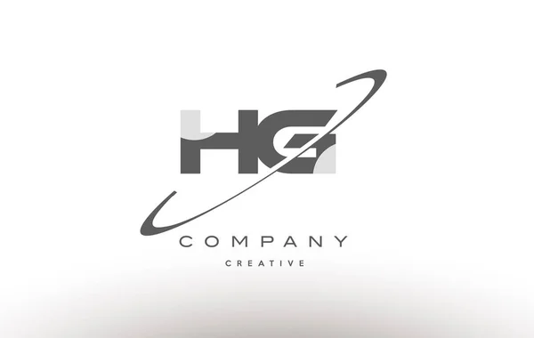 Hg h g  swoosh grey alphabet letter logo — Stock Vector