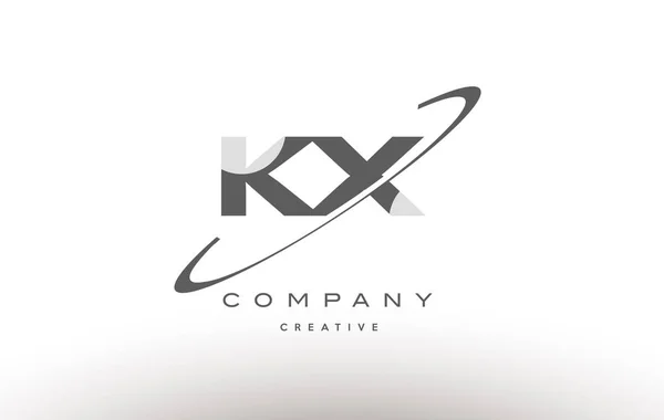 Kx k x swoosh gris alfabeto letra logo — Vector de stock