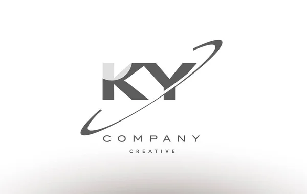 Ky k y swoosh gris alfabeto letra logo — Vector de stock