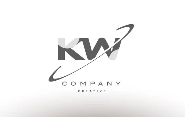 Kw k w swoosh grigio alfabeto lettera logo — Vettoriale Stock